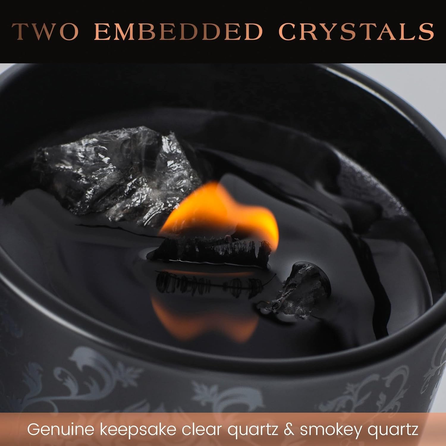 Scented Candle, Wood Wick, 7.4 Oz, Black - Luxurious, Powerful Manifestation Crystal Candle - Hand Poured with Natural Soy, Coconut and Beeswax - Essential Oils and Exotic Fragrance