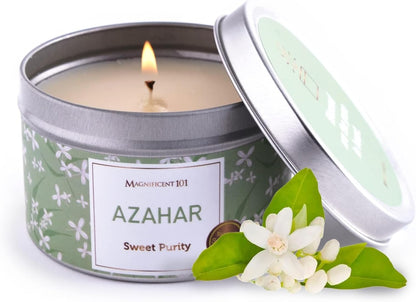 Long Lasting Flower Tin Candles with Rose Scented | 6 Oz - 35 Hour Burn | Made of Natural Soy Wax for Manifestation, Purification & House Energy Cleansing | Love Soars the Heart